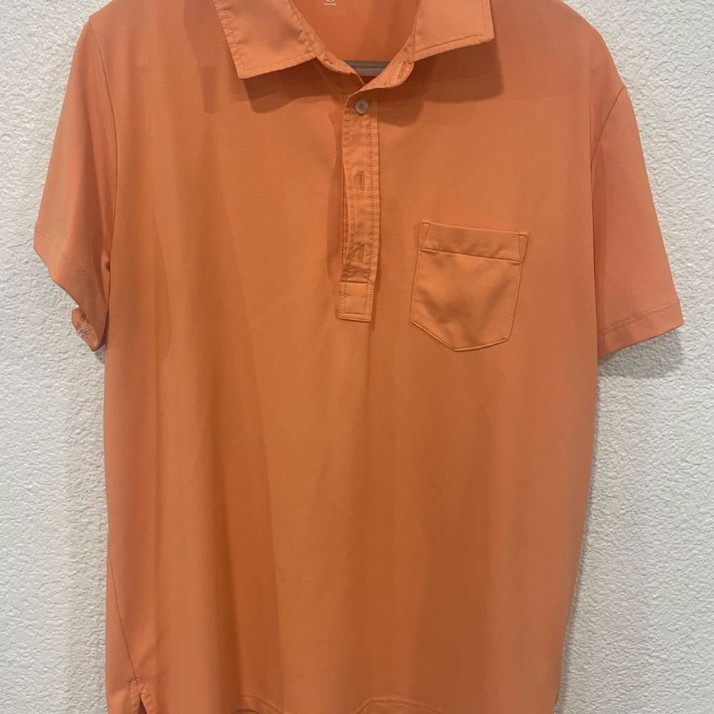 Polo Ralph Lauren RLX Short Sleeve Orange Shirt Mens Wicking Pocket Large